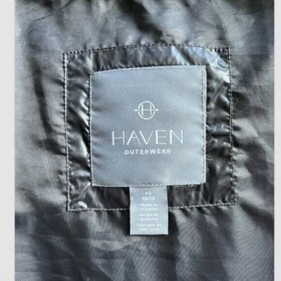 Haven Outerwear Mid-Length Shiny Black Puffer Jacket Size XS Insulated Quilted - Picture 3 of 9